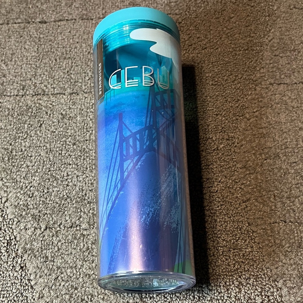 2016 Starbucks Philippines Cebu City Plastic Tumbler Cup Mactan Bridge Slide Lid